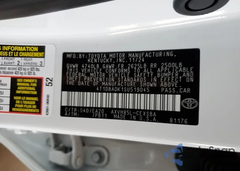 2025 Toyota Camry Xse z USA, uszkodzony, nr VIN 4T1DBADK1SU519045